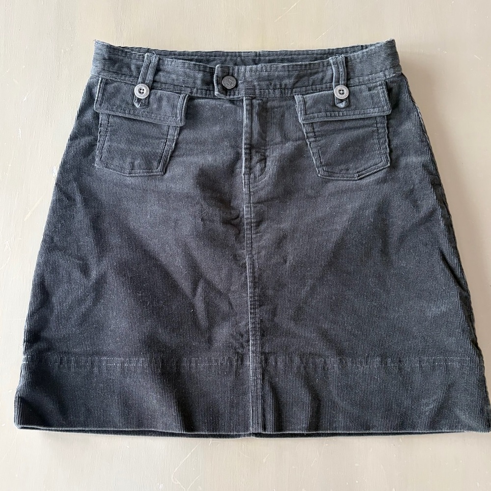 PATAGONIA Skirt Sz 2 Corduroy Mini Straight Pencil Stretch Organic Cotton Gray